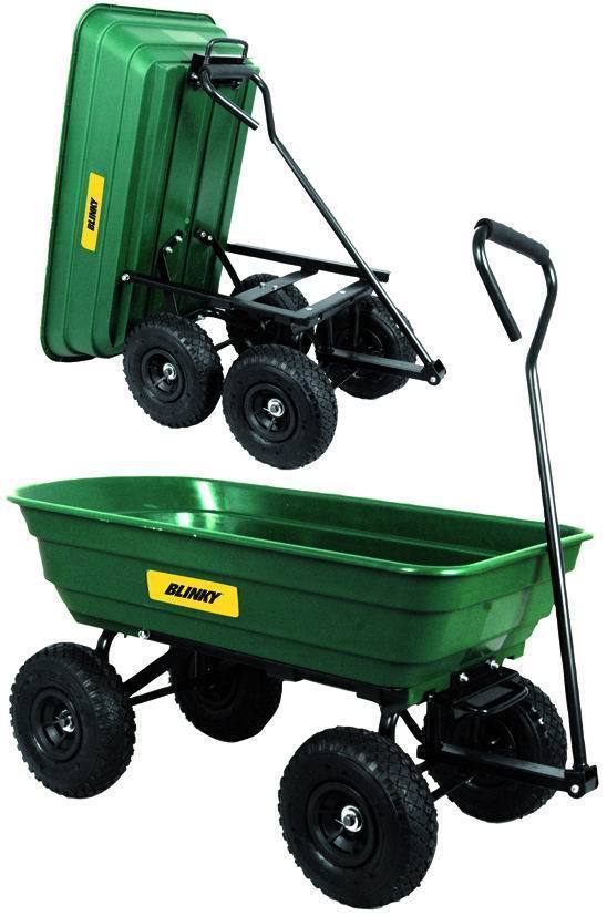 CARRELLO GIARDINO CARRETTO PORTATUTTO CON TIMONE SNODATO 4 RUOTE RIBALTABILE