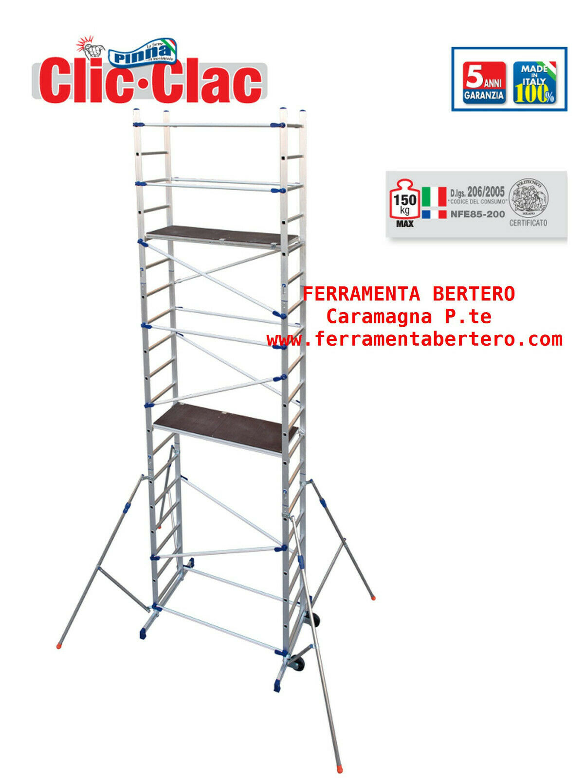TRABATTELLO FACAL PINNA CLIC + PROLUNGA CLAC  CLIC - CLAC H,573 H,LAVORO 6.46 M