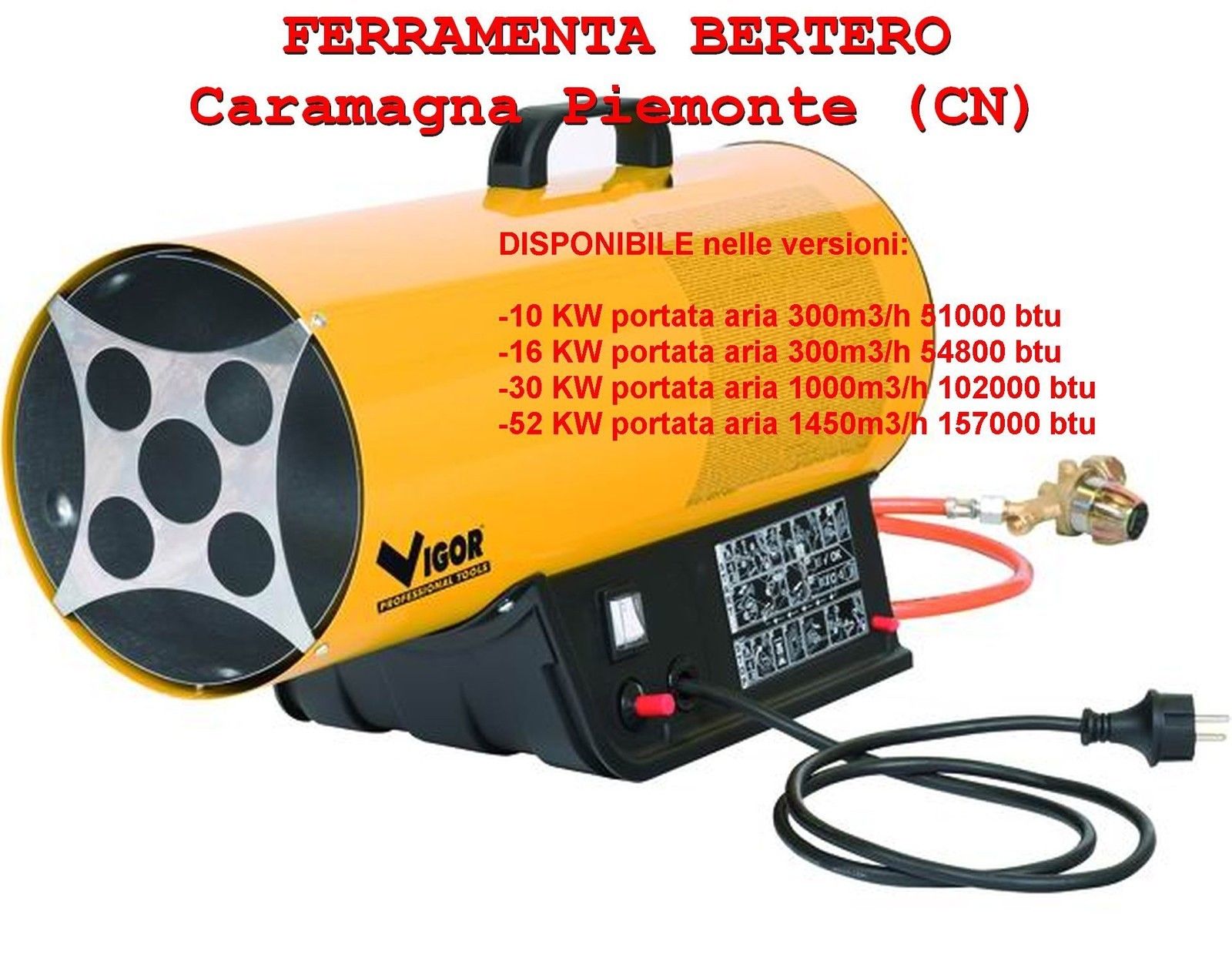 GENERATORE - SOFFIONE - CANNONE ARIA CALDA A GAS PROPANO  CON PIEZO ACCENSIONE