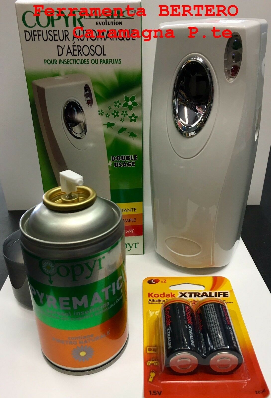 COPYRMATIC EOGATORE + 1 BOMBOLA INSETTICIDA MOSCHE ZANZARE + BATTERIE INCLUSE