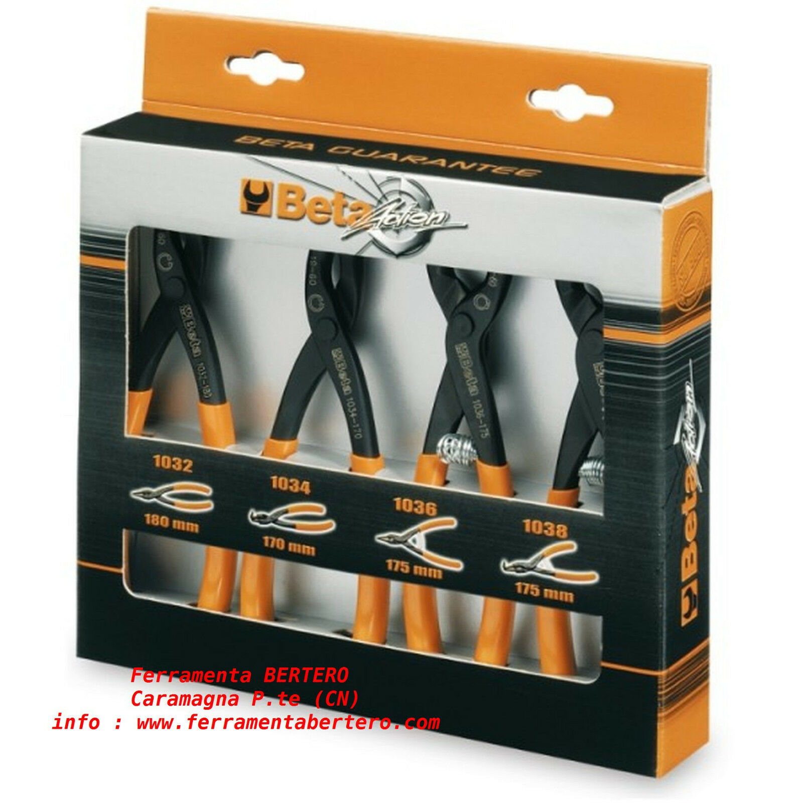 SET SERIE 4 PINZE SEEGER BETA TOOLS 1031/S4 ANELLI ELASTICI SICUREZZA