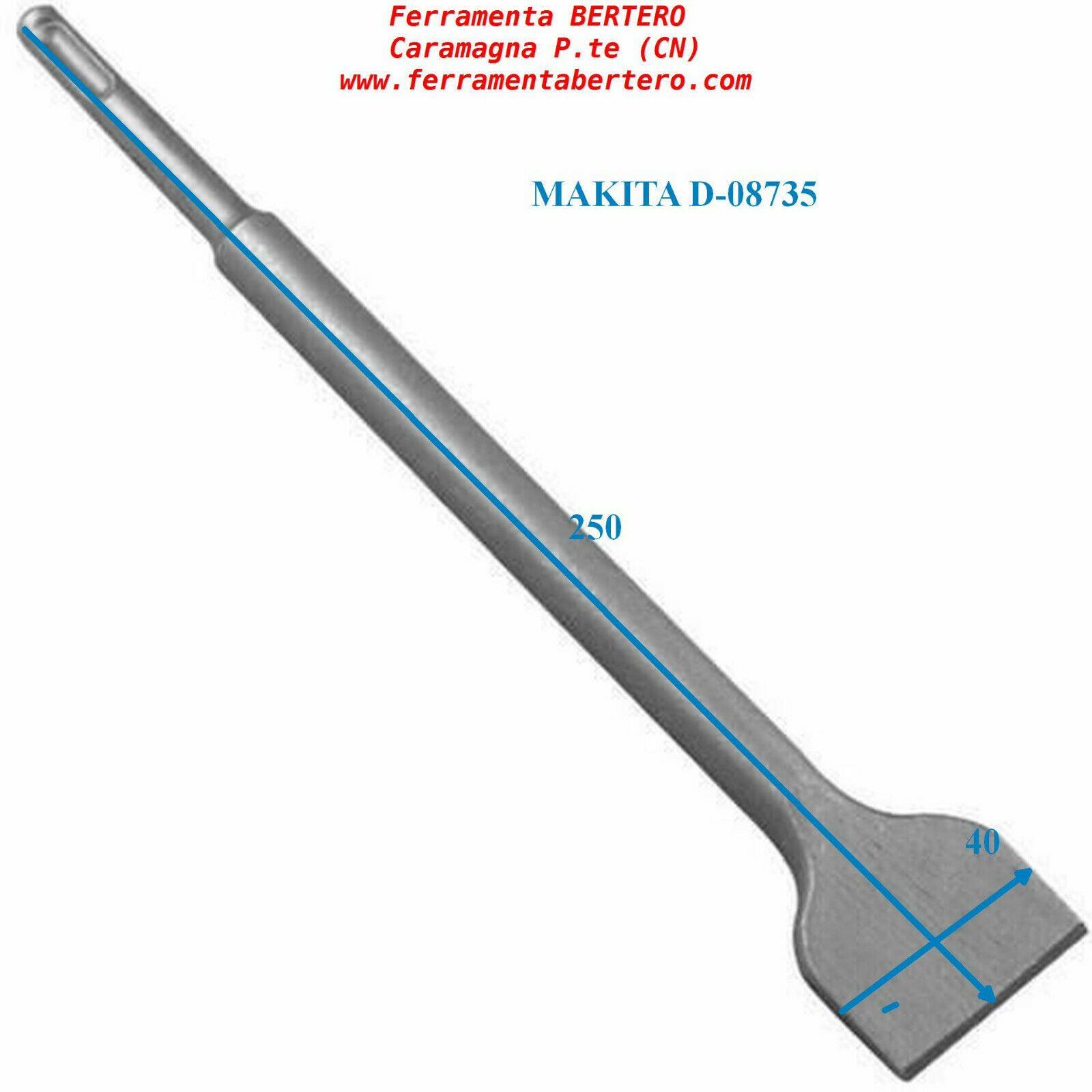 SCALPELLO PIATTO ATTACCO SDS PLUS MAKITA per martello 40x250 mm D-08735
