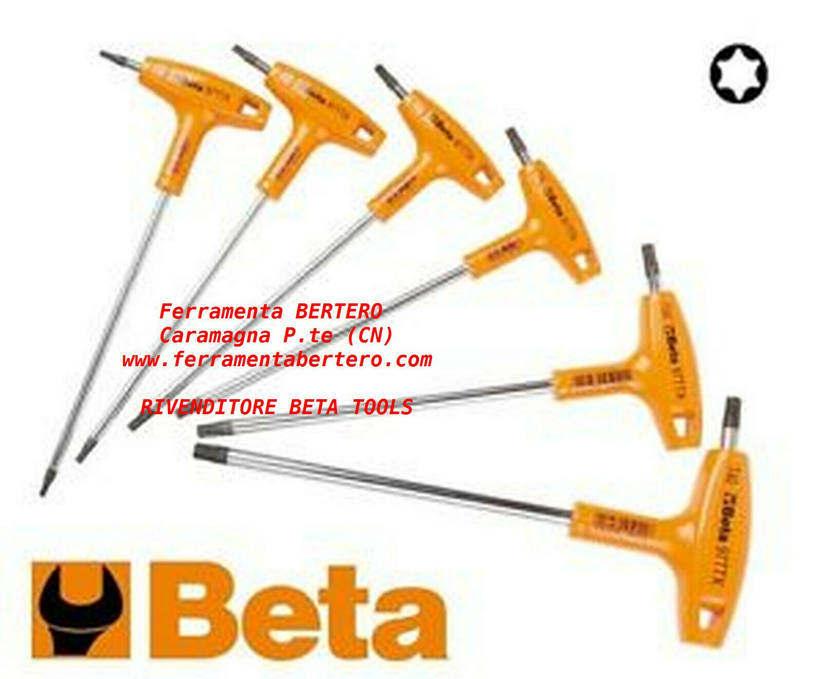 Serie 6 chiavi Torx Beta Tools 97TTX/S6 maschio piegate cromate