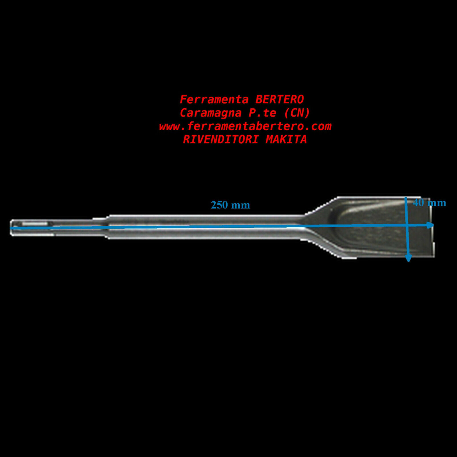 SCALPELLO AUTOAFF. PIATTO ATTACCO SDS PLUS MAKITA per martello 40x250 mm B-14059