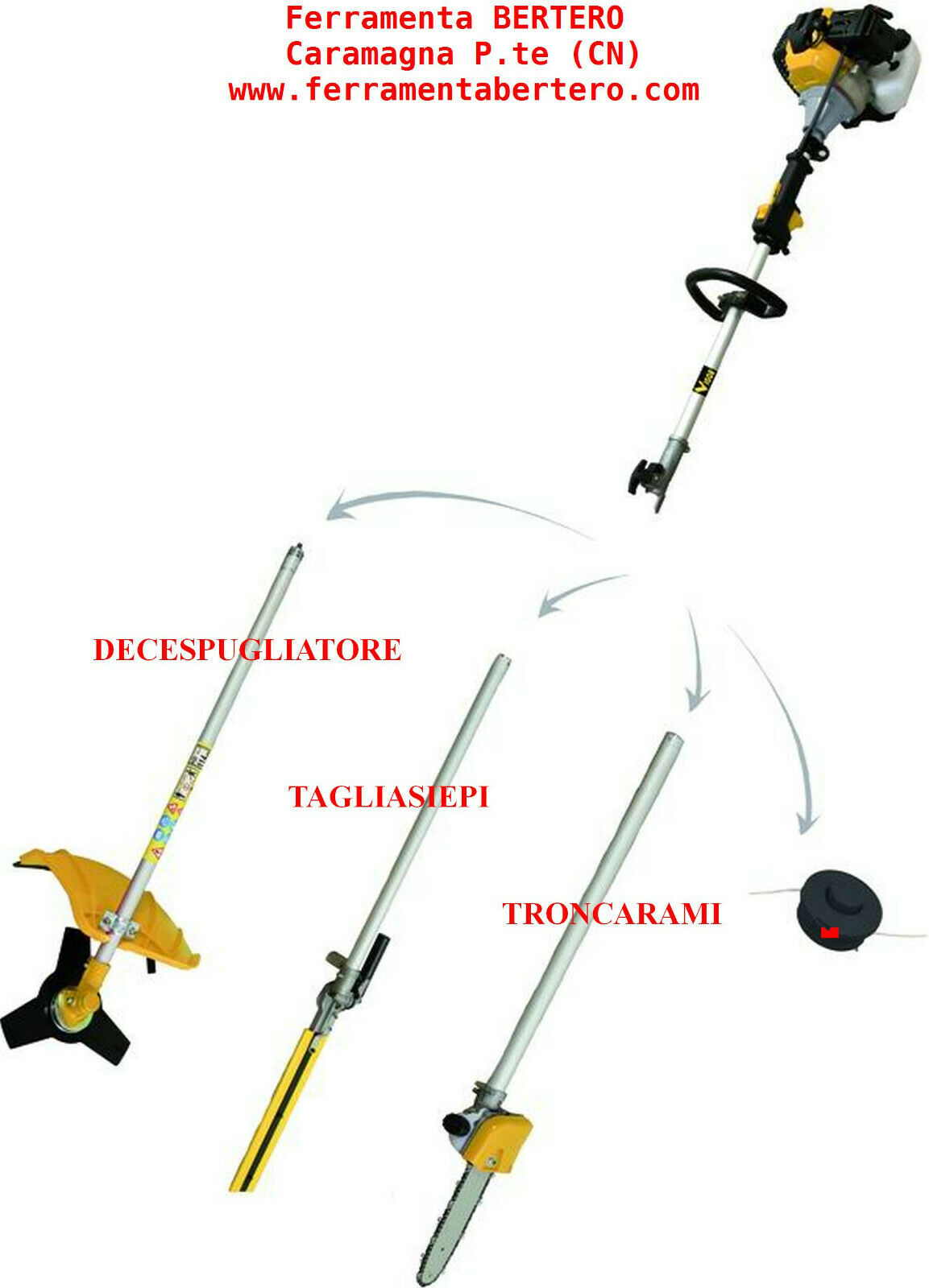 VTS-43 COMBINATO DECESPUGLIATORE + TAGLIASIEPI + TRONCARAMI 