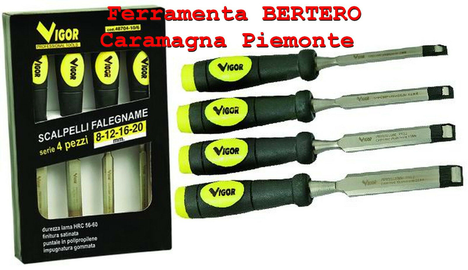 SCALPELLI FALEGNAME SERIE  4 PEZZI  8- 12 -16 -20 mm