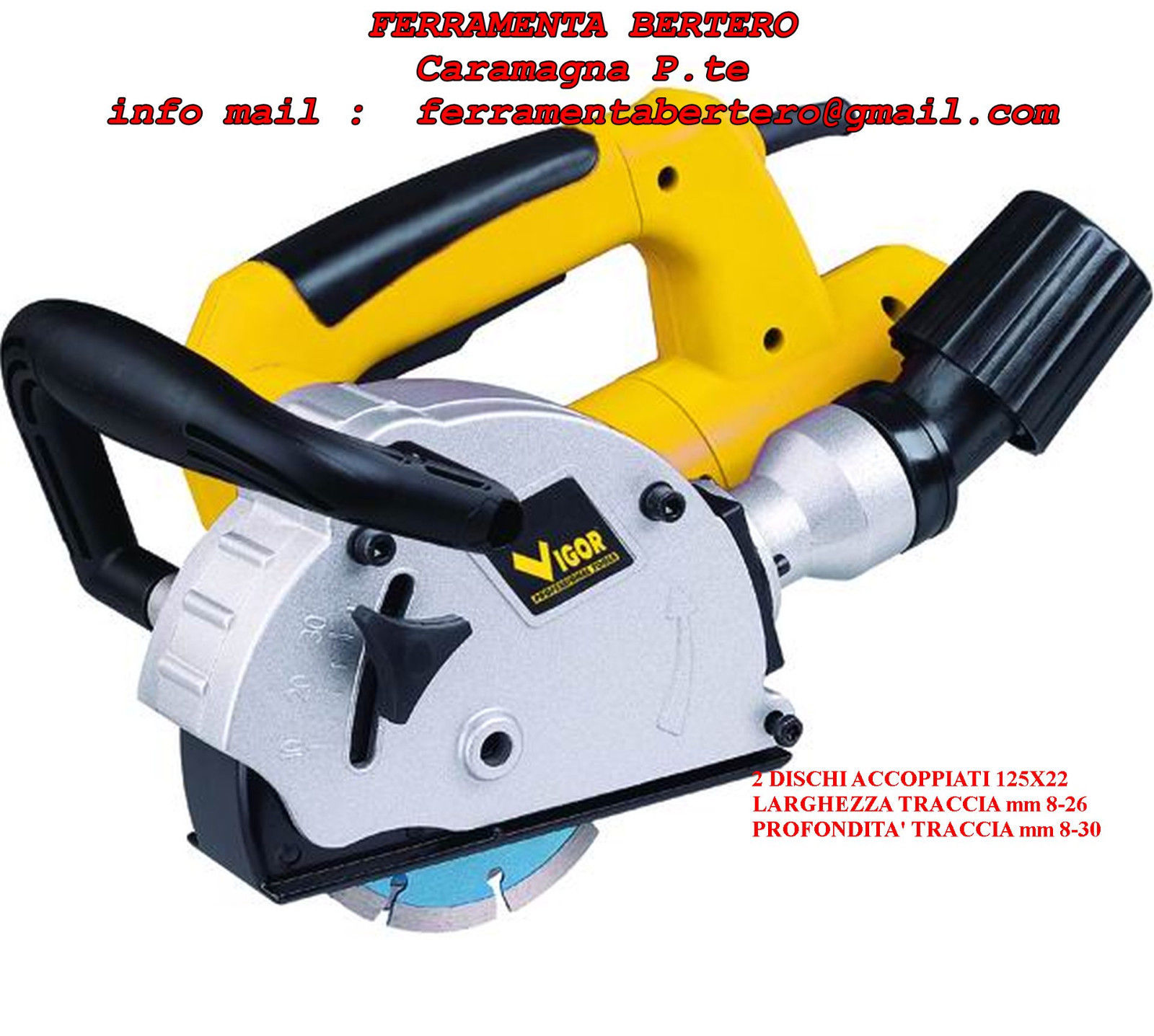 SCANALATORE DA MURO SCANALATRICE VSCA-12 1300 WATT 2 DISCHI ACCOPPIATI mm 125X22