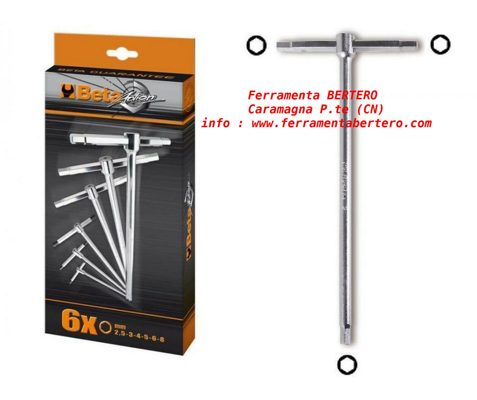 Serie chiavi Beta Tools 951/S6 estremita maschio esagonali brugola a T 6 pezzi