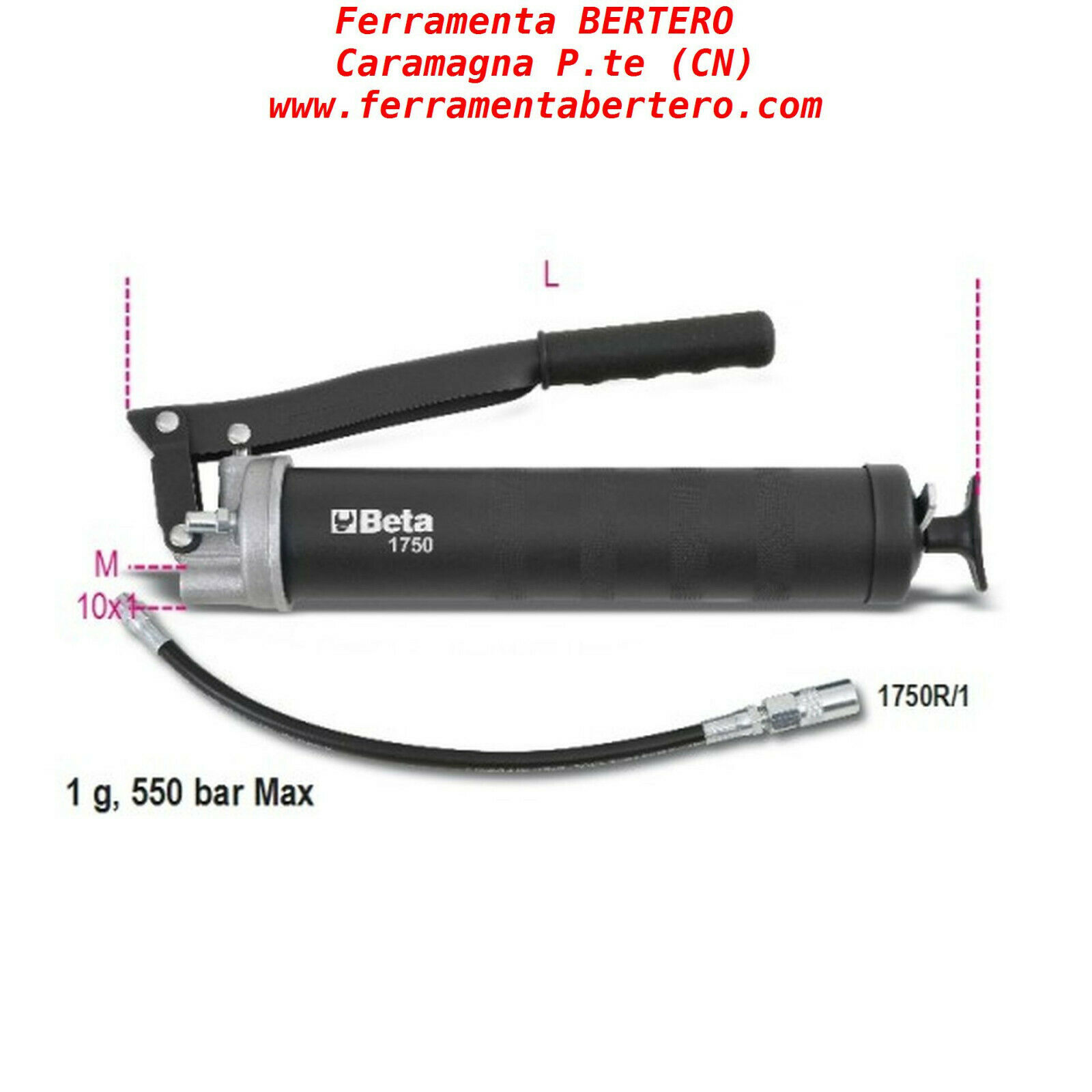 INGRASSATORE BETA 1750 500 COMPRESSORE POMPA MANUALE PER GRASSO CAPACITA 500 CC