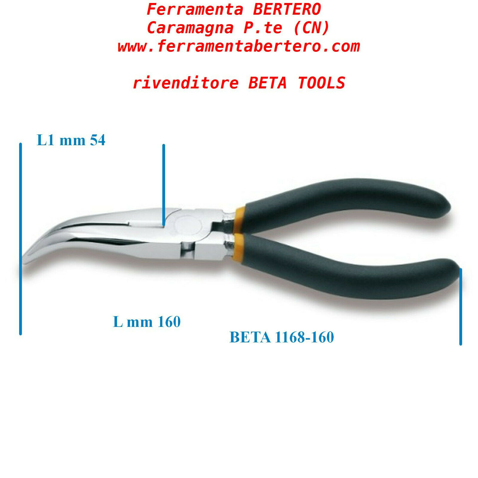 PINZA PINZE BETA 1168 160 mm BECCHI MEZZOTONDI LUNGHISSIMI PIEGATI ZIGRINATI