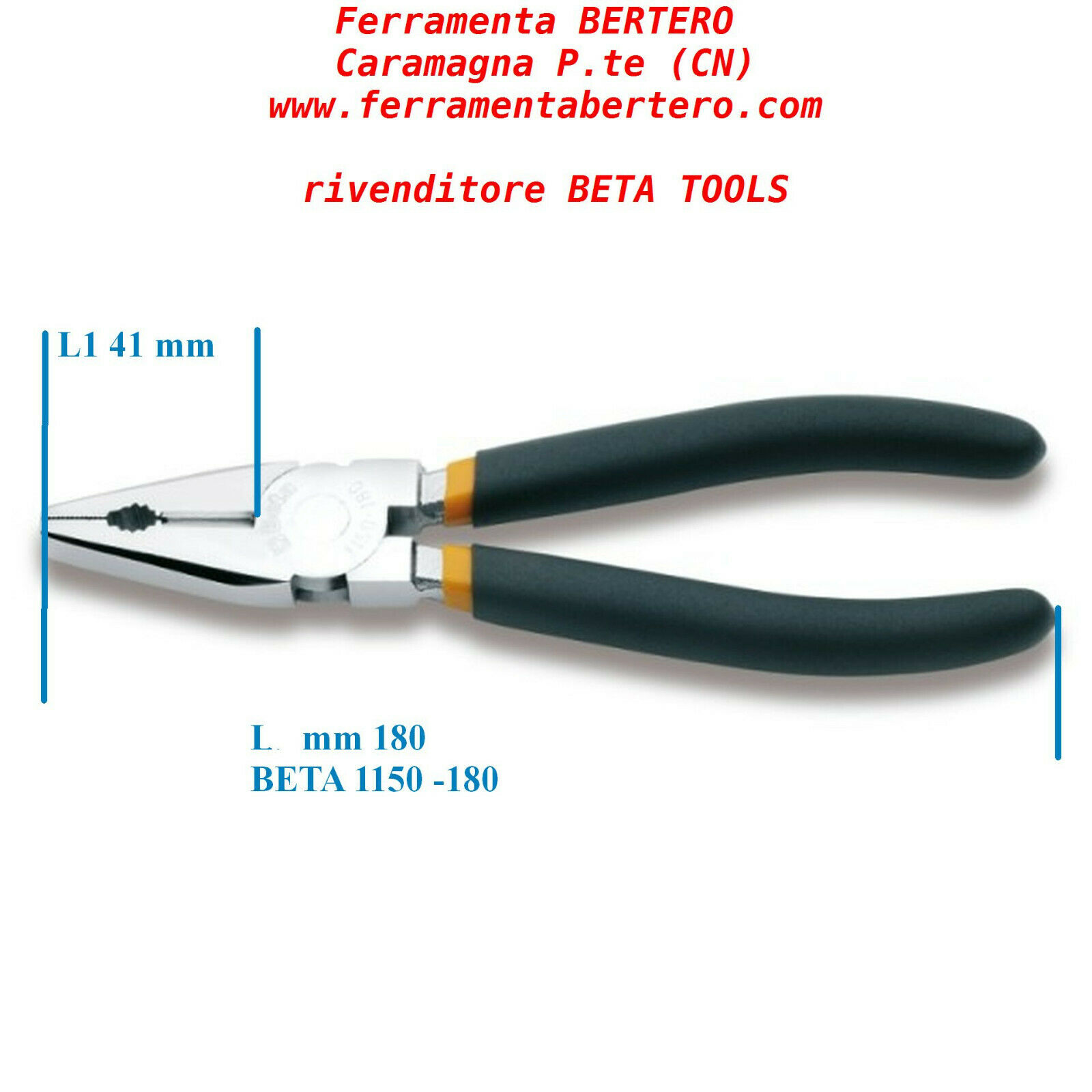 Pinza PINZE universale Beta 1150 180 mm cromata con manici pvc antiscivolo