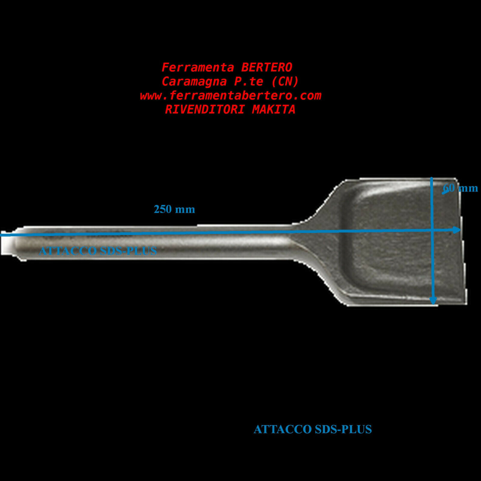 SCALPELLO AUTOAFF. PIATTO ATTACCO SDS PLUS MAKITA per martello 60x250 mm B-14065